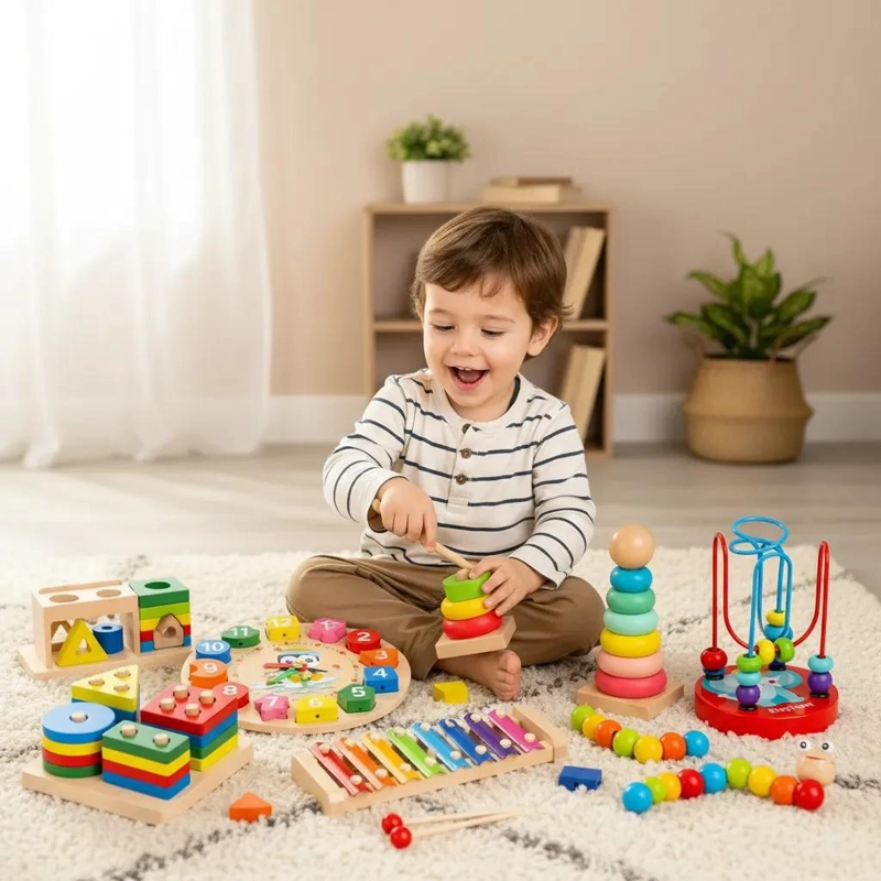 SET DE JUGUETES DIDACTICOS DE MADERA PARA NIÑOS - 3