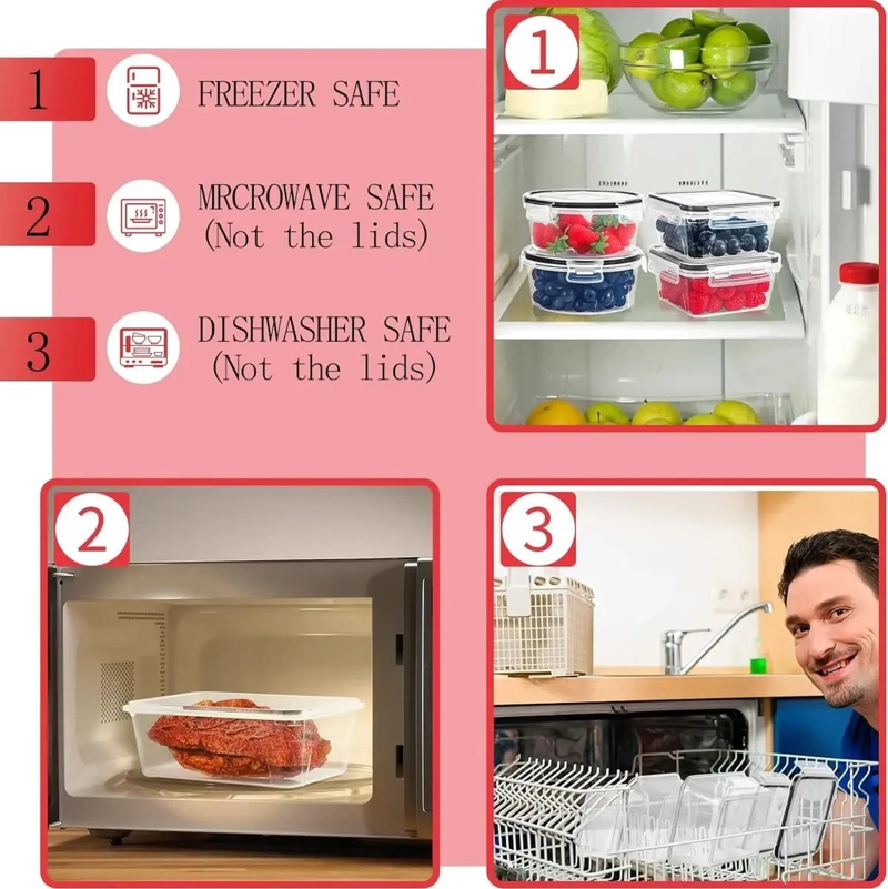 SET DE 24 RECIPIENTES HERME TICOS PARA ALIMENTOS CON TAPA - 5