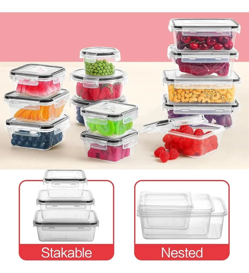 SET DE 24 RECIPIENTES HERME TICOS PARA ALIMENTOS CON TAPA - 6