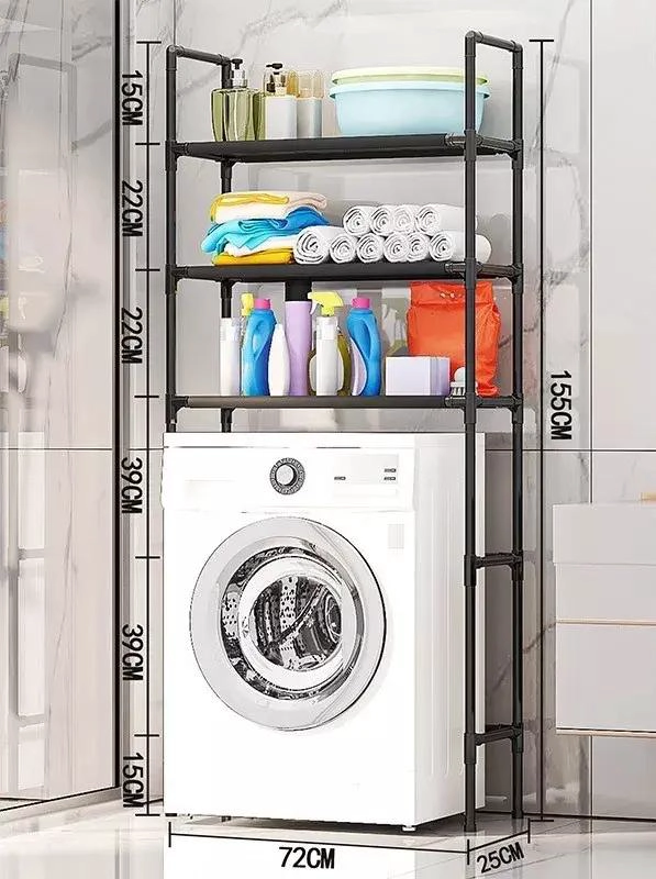 ORGANIZADOR DE LAVADORA ESTANTE BAÑO 3 NIVELES COLOR NEGRO - 2