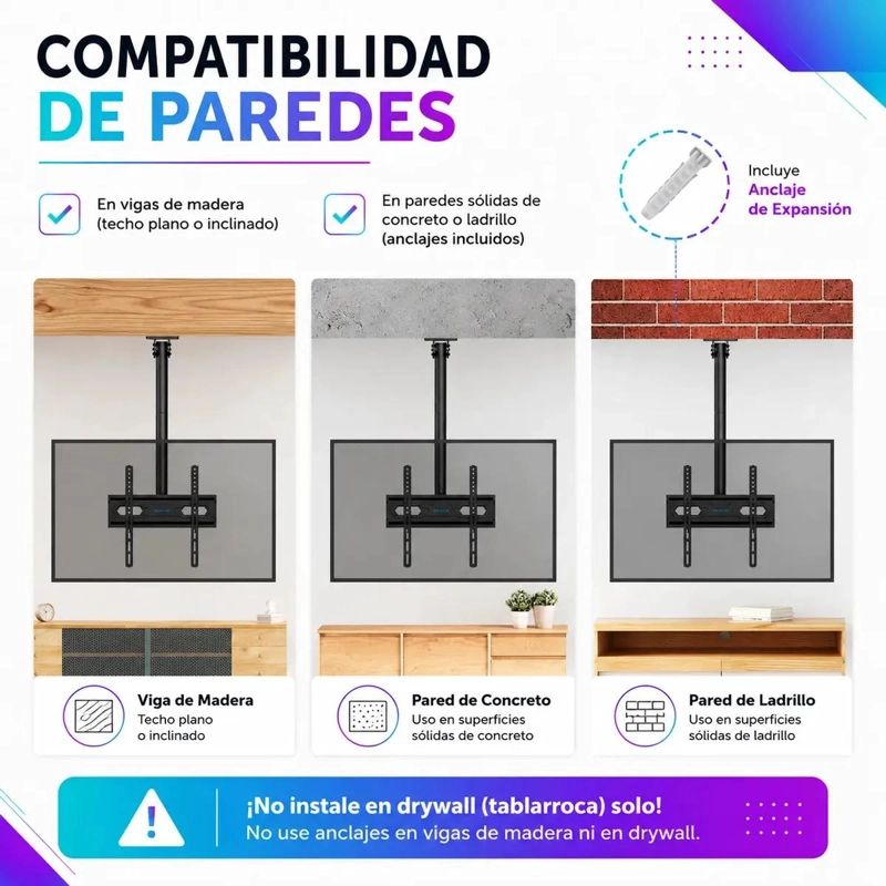 SOPORTE DE TECHO UNIVERSAL PARA TV DE 26 A 55 PULGADAS - 2