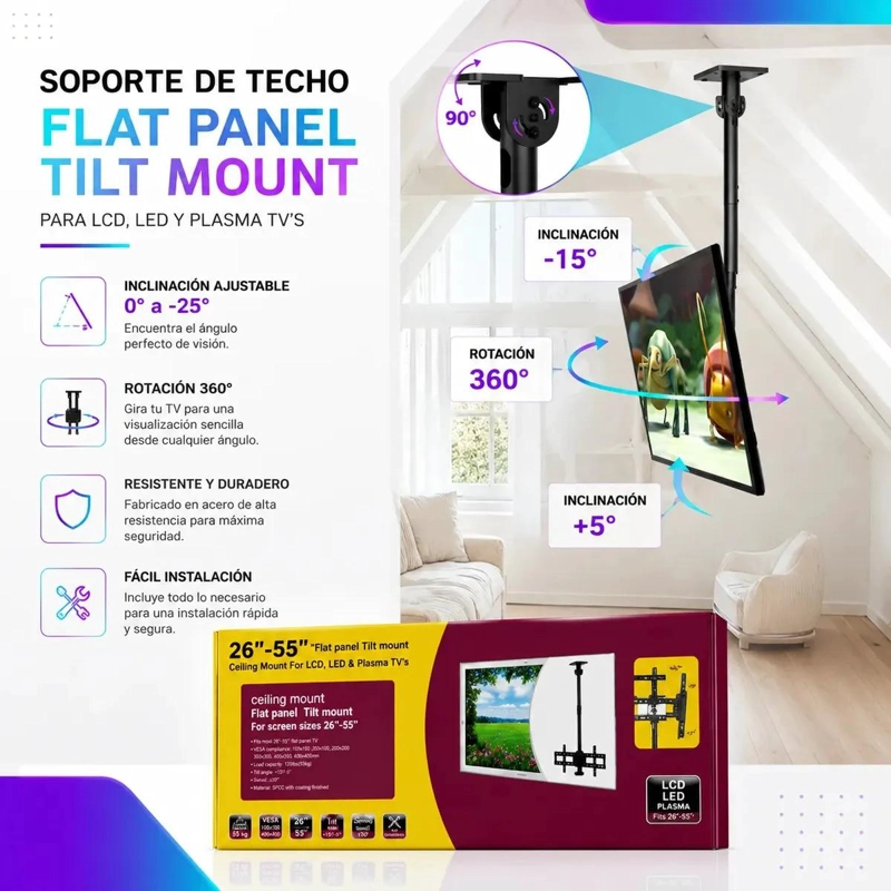 SOPORTE DE TECHO UNIVERSAL PARA TV DE 26 A 55 PULGADAS - 3