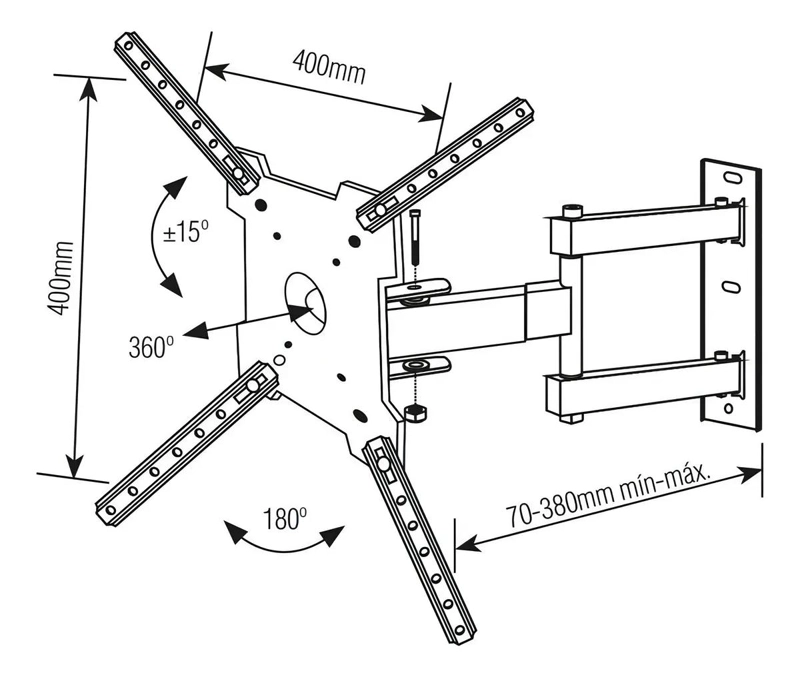 SOPORTE ARTICULADO PARA TV DE 10 A 55 PULGADAS CON 360 GRADOS DE MOVIMIENTO - 2