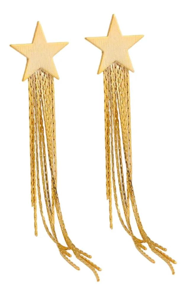 AROS ESTRELLA DORADA CON FLECOS ELEGANTES Y MODERNOS - 1