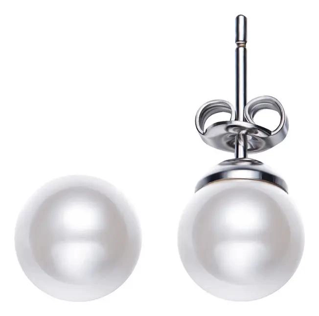 AROS DE PERLAS SHELL BAÑADOS EN ORO BLANCO PARA MUJER - 1