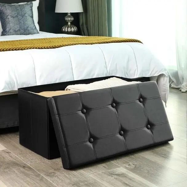 BANQUETA BAUL PLEGABLE ORGANIZADOR NEGRO 76X38 CM - 8