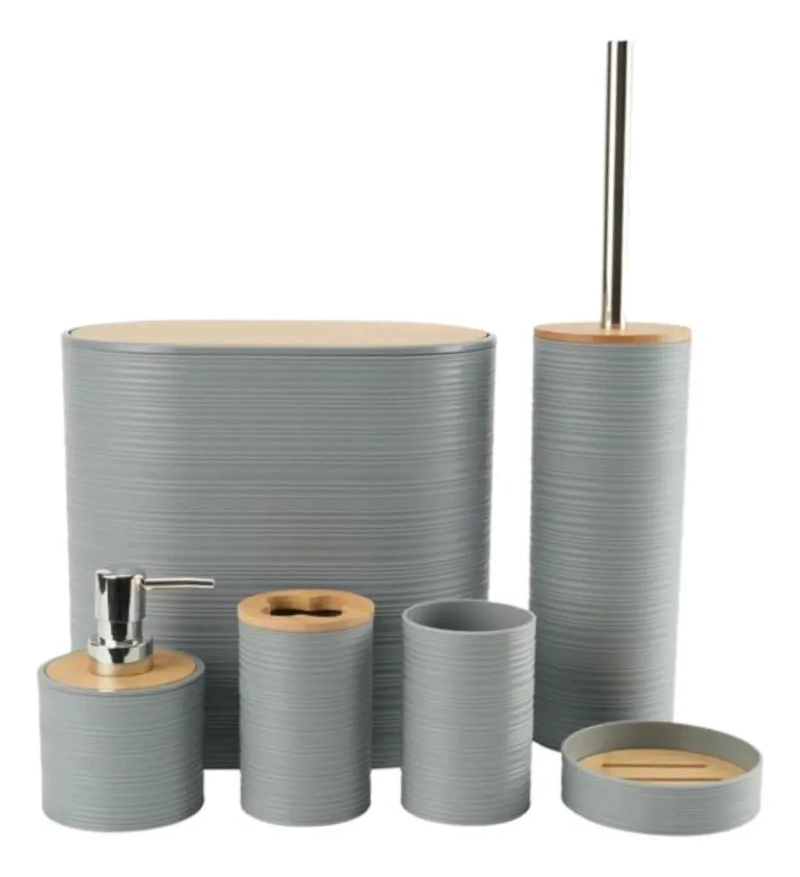 SET DE ACCESORIOS DE BAÑO EN BAMBU MODERNO Y ELEGANTE - 4