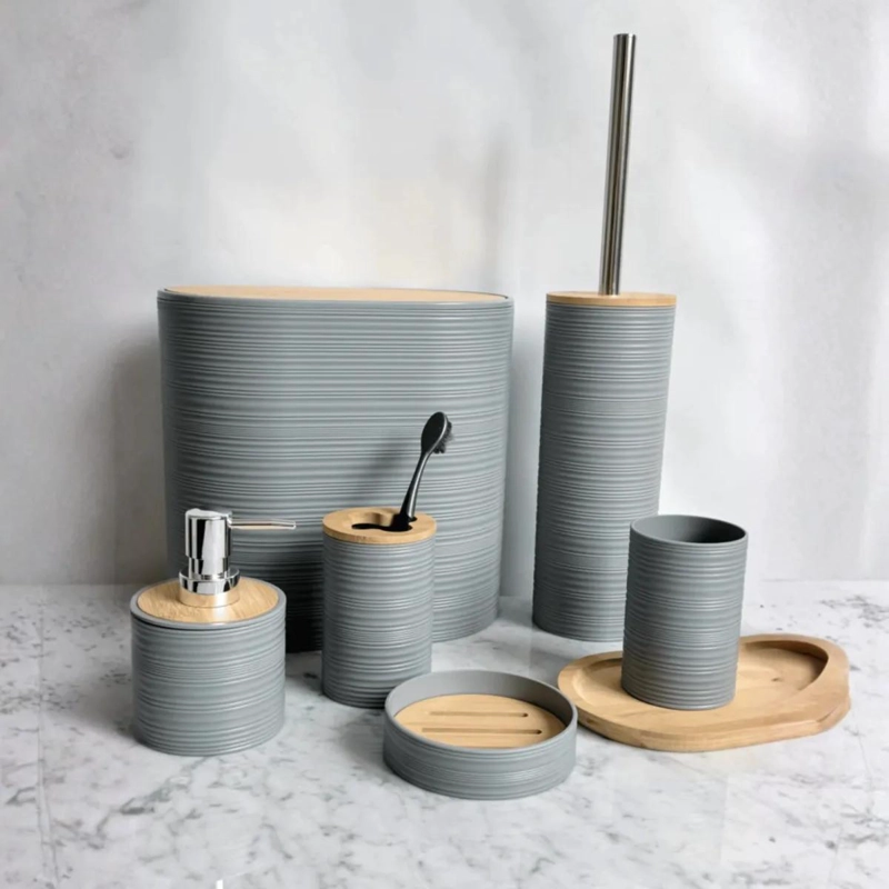 SET DE ACCESORIOS DE BAÑO EN BAMBU MODERNO Y ELEGANTE - 5
