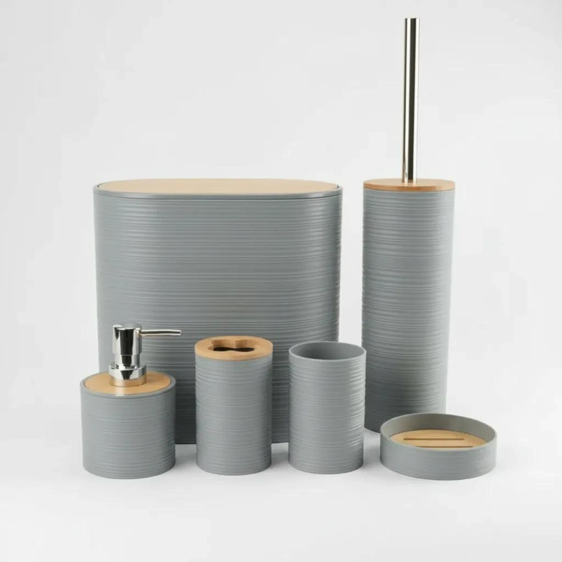 SET DE ACCESORIOS DE BAÑO EN BAMBU MODERNO Y ELEGANTE - 8