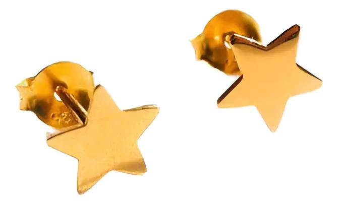 AROS ESTRELLA LISO EN PLATA BAÑADA EN ORO PARA USO DIARIO - 1