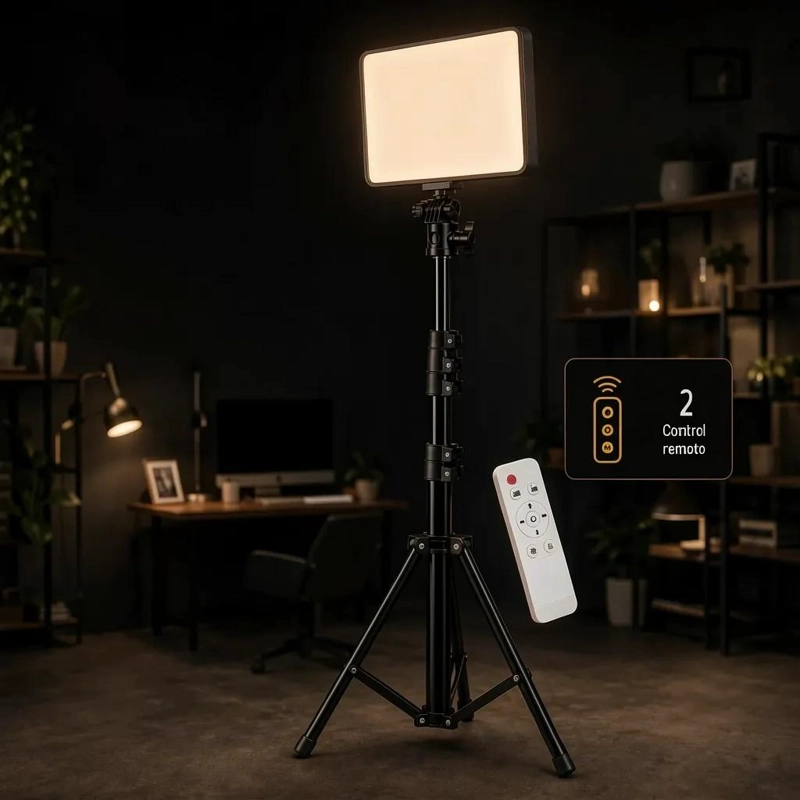 PANEL DE LUZ LED REGULABLE CON TRIPODE Y CONTROL REMOTO - 2