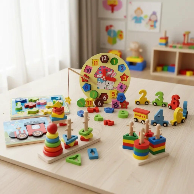 PACK DE 6 JUGUETES DIDACTICOS DE MADERA PARA NIÑOS - 3