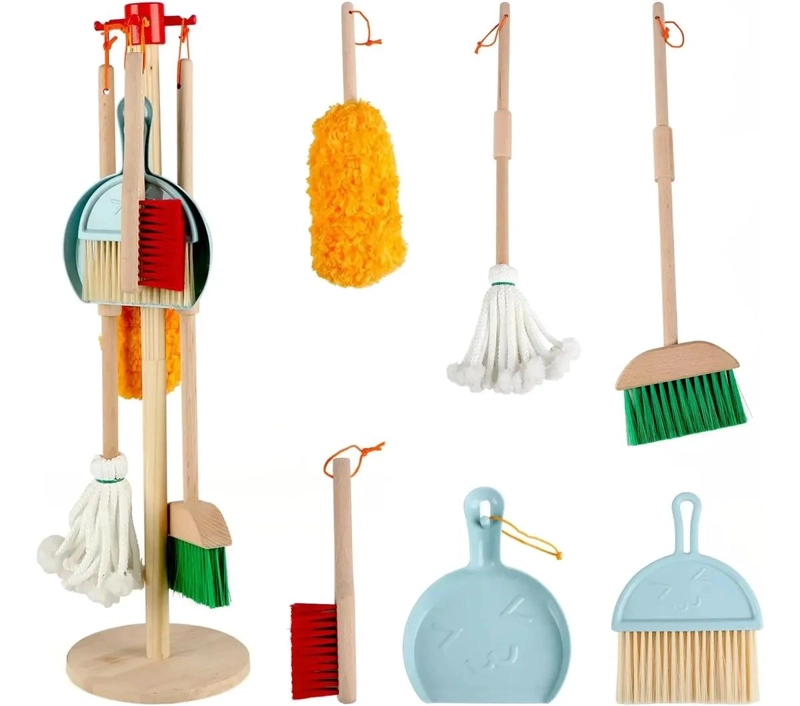 SET DE LIMPIEZA DIDACTICO DE MADERA PARA NIÑOS - 1