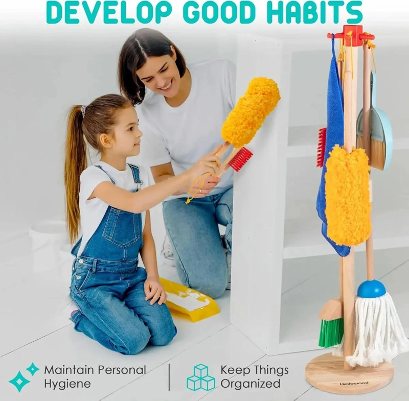 SET DE LIMPIEZA DIDACTICO DE MADERA PARA NIÑOS - 3
