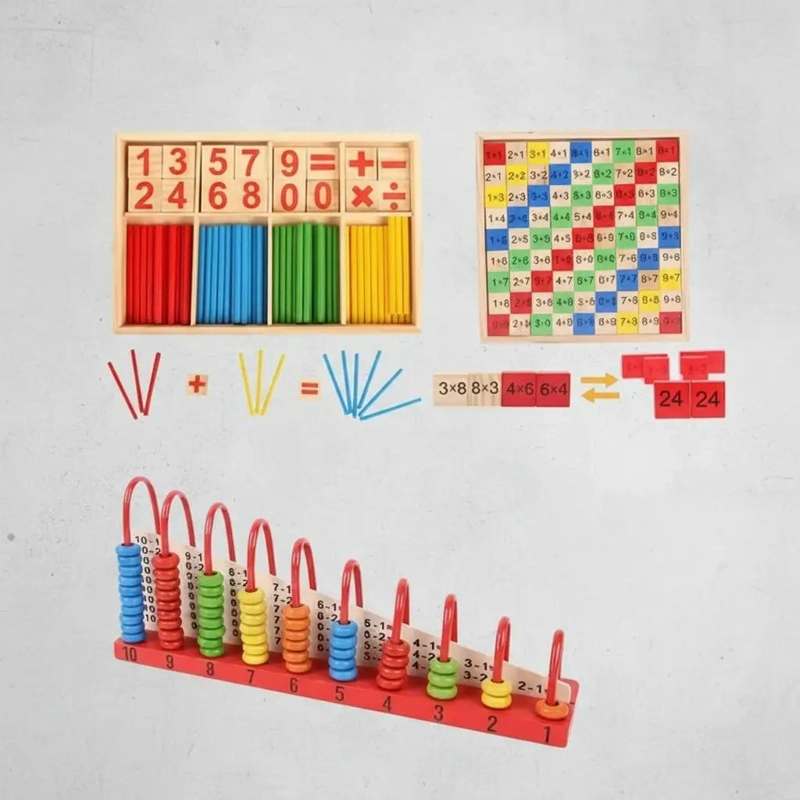 JUEGO EDUCATIVO DE MADERA PARA APRENDER MATEMATICAS BASICAS - 1