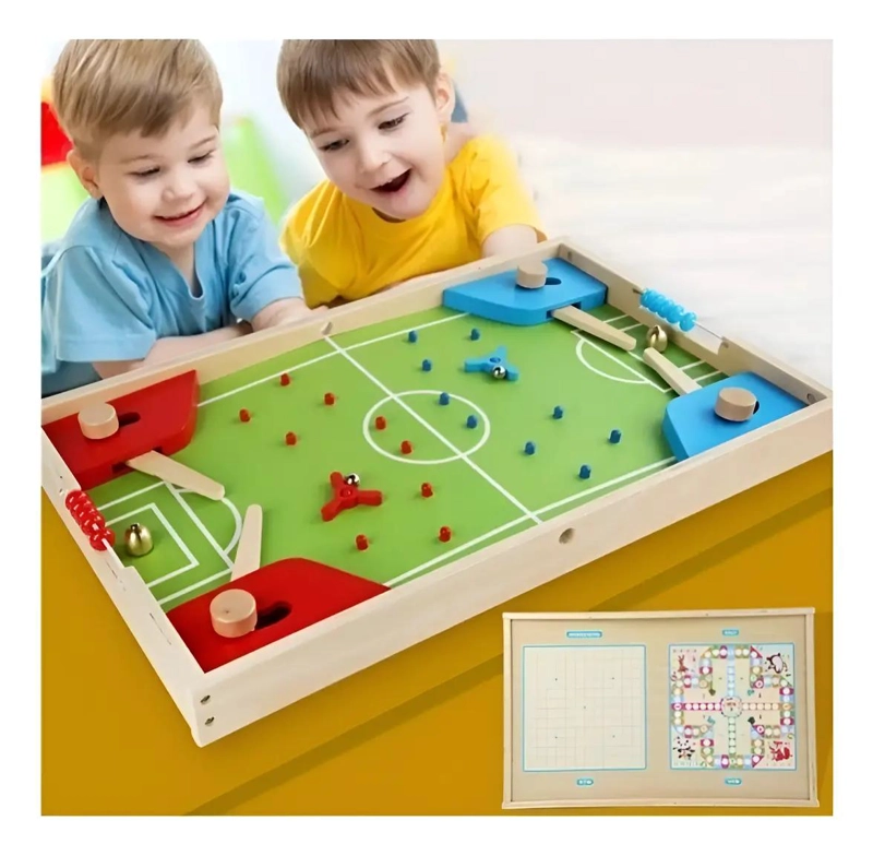 JUEGO DE MESA MULTIFUNCIONAL DE FUTBOL Y AJEDREZ DE MADERA - 1