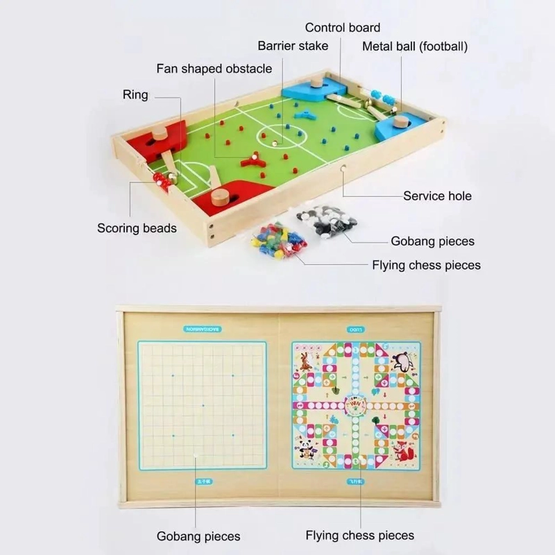 JUEGO DE MESA MULTIFUNCIONAL DE FUTBOL Y AJEDREZ DE MADERA - 6