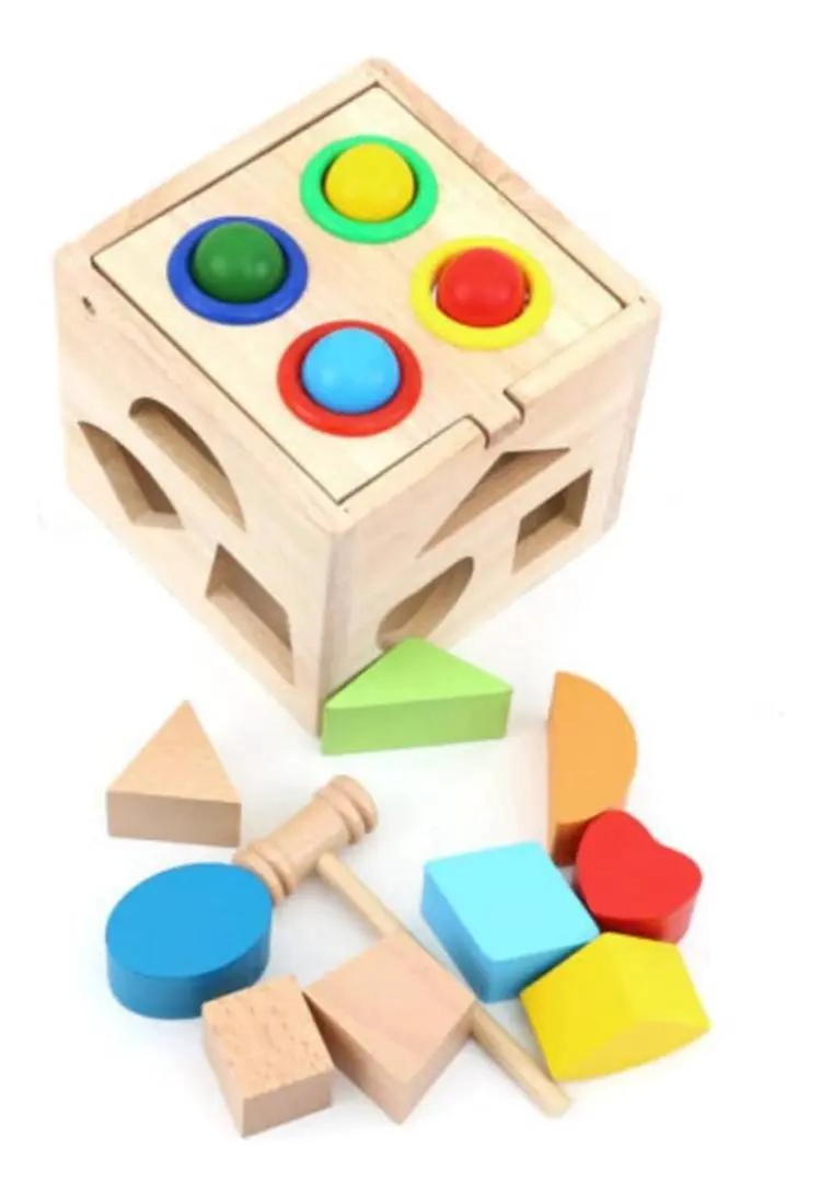 CUBO DE ENCAJE DE MADERA PARA BEBE S CON MARTILLO - 10