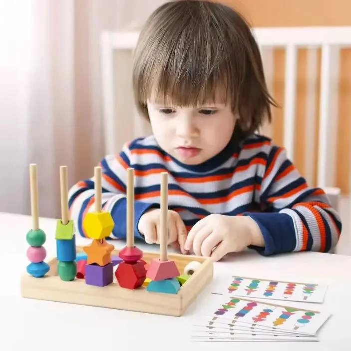JUEGO DE SECUENCIACION DE CUENTAS DE MADERA PARA NIÑOS - 2