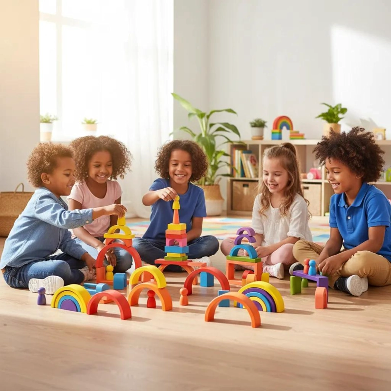 SET ARCOIRIS MONTESSORI BLOQUES CREATIVOS PARA NIÑOS - 2