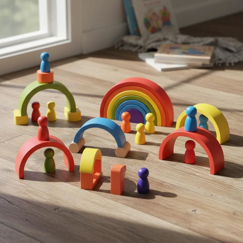 SET ARCOIRIS MONTESSORI BLOQUES CREATIVOS PARA NIÑOS - 9