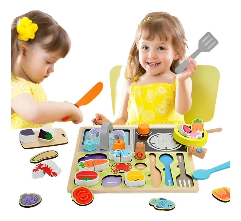 PUZZLE DE MADERA CON VELCRO DE ALIMENTOS Y VEGETALES - 2