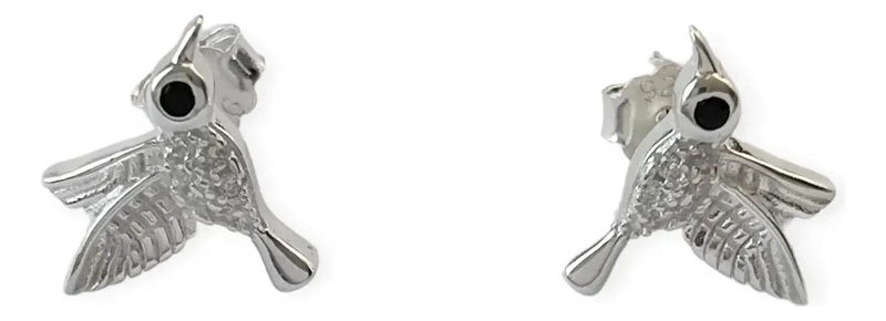 AROS COLIBRI BLANCO EN CIRCON Y PLATA FINA 925 - 2