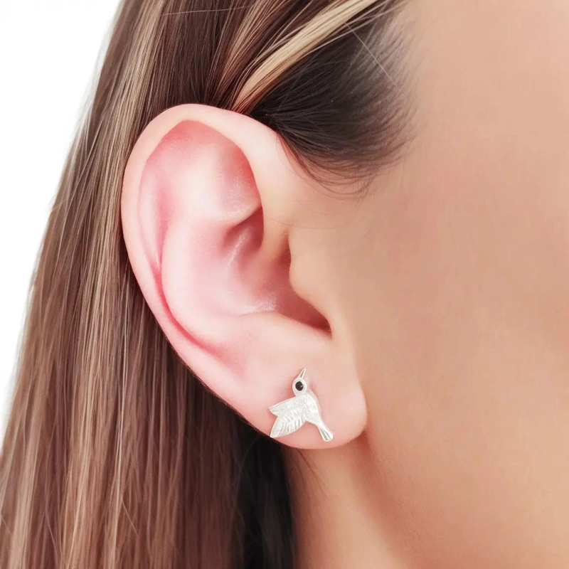 AROS COLIBRI BLANCO EN CIRCON Y PLATA FINA 925 - 3