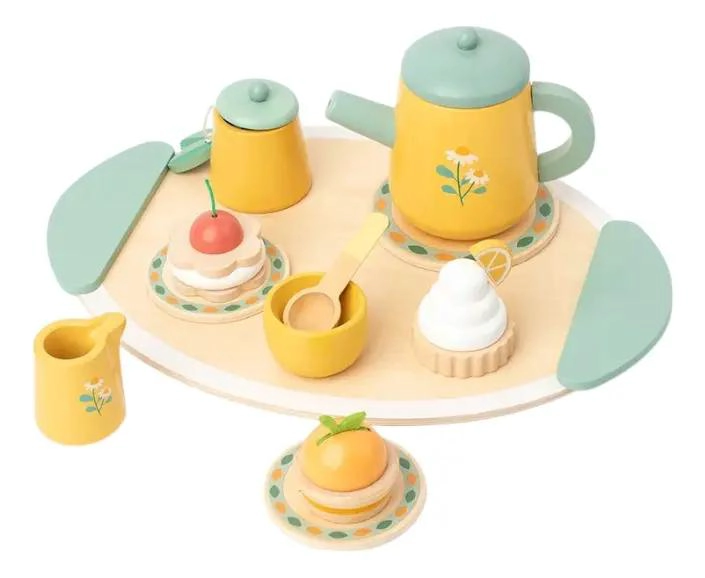 JUEGO DE TE  Y POSTRE DE MADERA PARA NIÑOS - 1