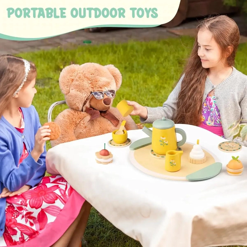 JUEGO DE TE  Y POSTRE DE MADERA PARA NIÑOS - 7