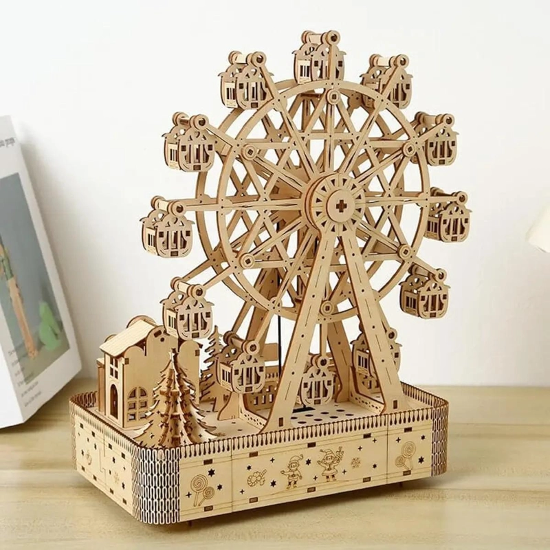 PUZZLE 3D DE MADERA RUEDA DE LA FORTUNA CON LUZ LED - 5