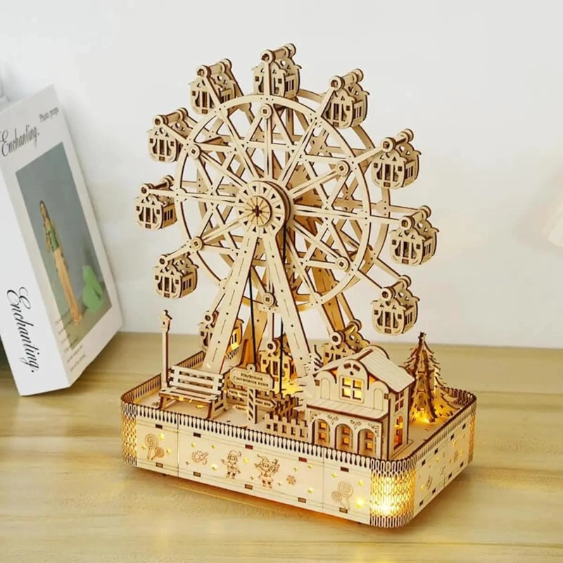PUZZLE 3D DE MADERA RUEDA DE LA FORTUNA CON LUZ LED - 8