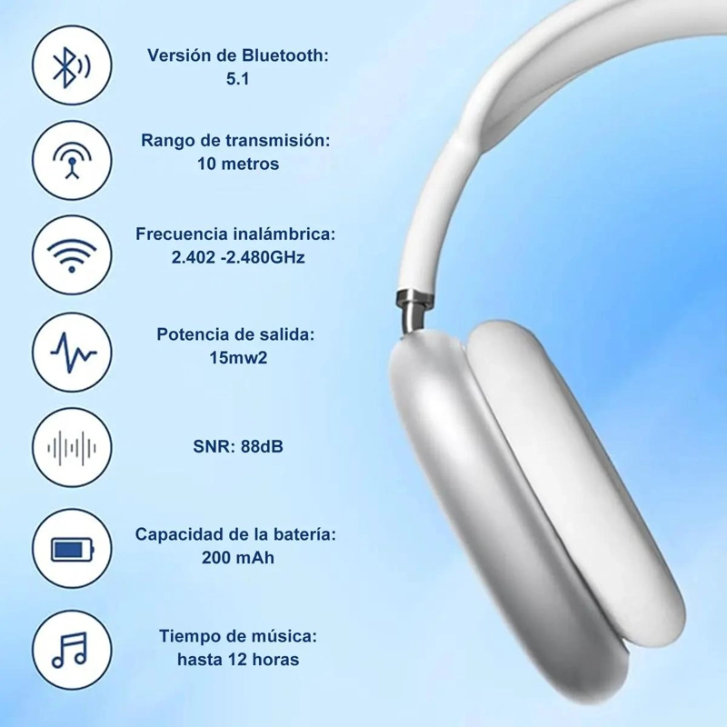 AUDIFONOS INALAMBRICOS BLUETOOTH CON MICROFONO Y CANCELACION DE RUIDO - 4