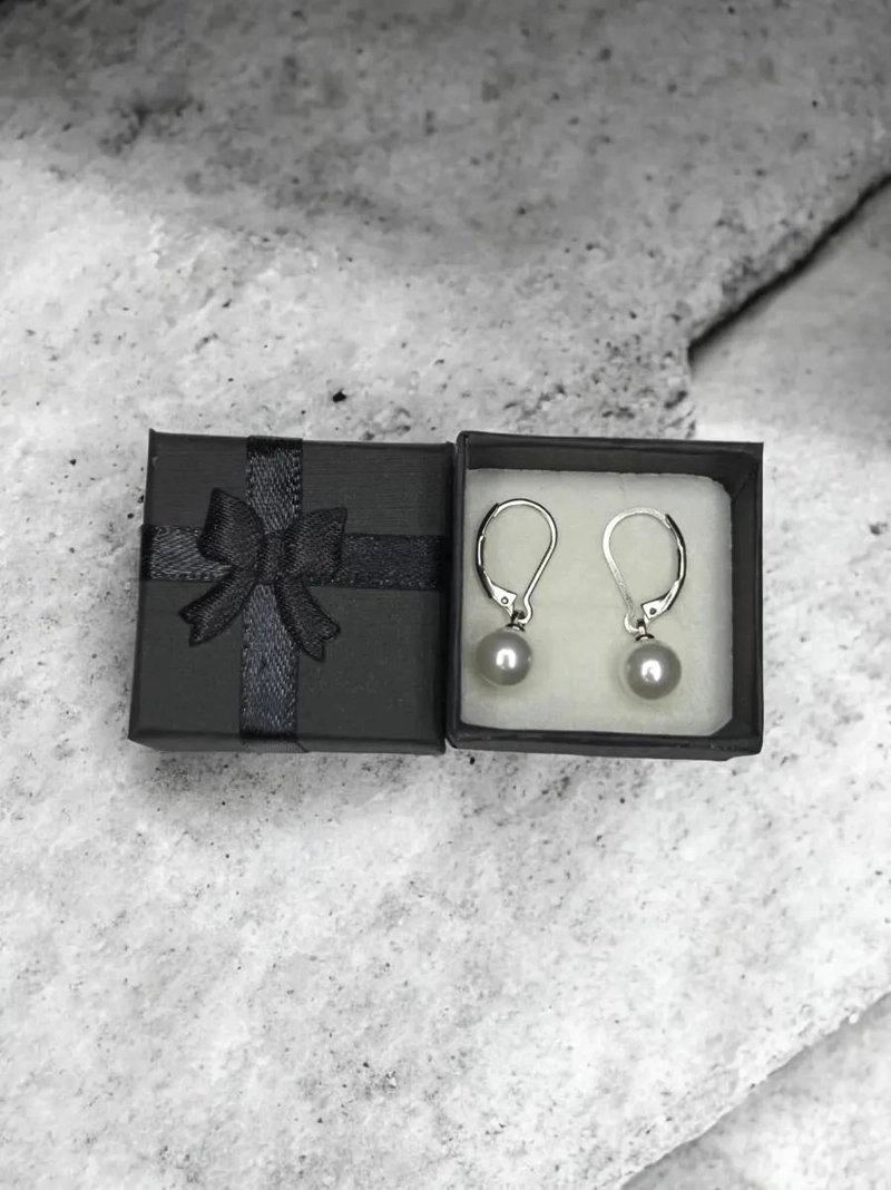 AROS ELEGANTES DE ACERO INOXIDABLE CON PERLAS COLGANTES - 6