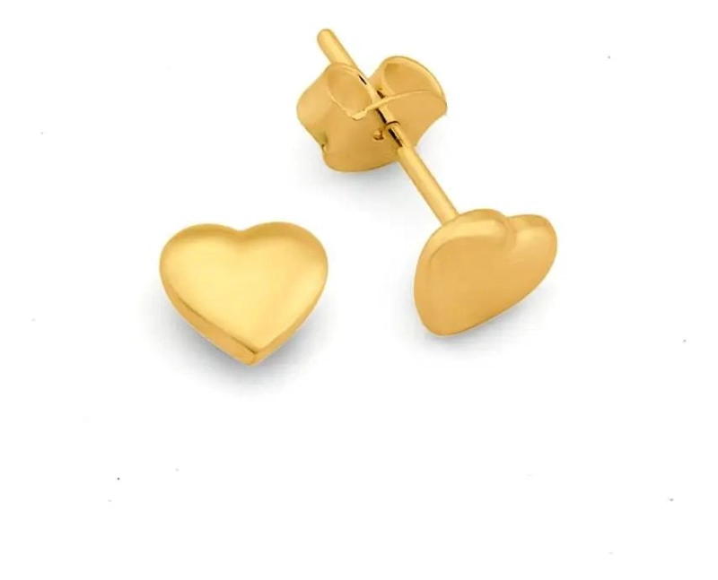 AROS BAÑADOS EN ORO CON DISEÑO DE CORAZON PARA MUJER - 1
