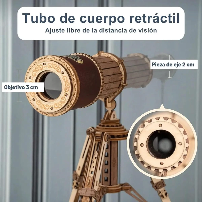 PUZZLE 3D TELESCOPIO DE MADERA PARA ARMAR Y DECORAR - 2