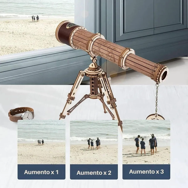 PUZZLE 3D TELESCOPIO DE MADERA PARA ARMAR Y DECORAR - 3