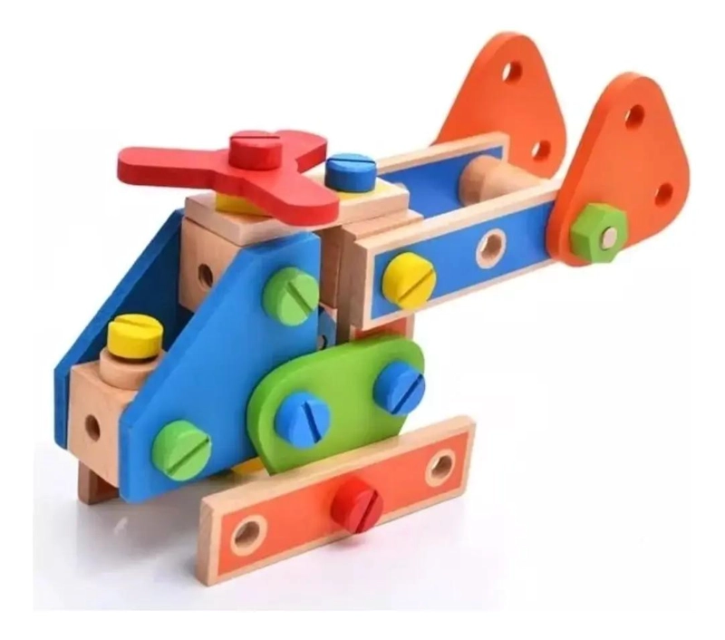 PUZZLE ARMABLE DE MADERA 70 PIEZAS ROBOT CAMION HELICOPTERO - 5