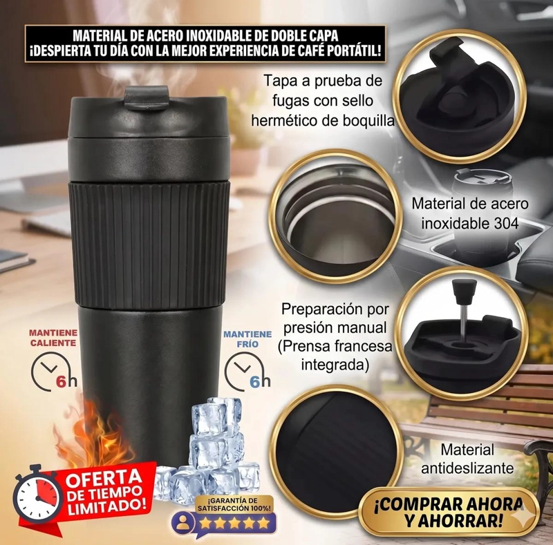 CAFETERA PRENSA FRANCESA PORTATIL CON VASO TE RMICO DE ACERO - 4