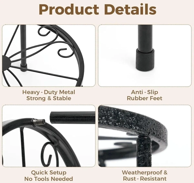 SET DE 5 SOPORTES METALICOS PARA MACETAS CON DISEÑO ESTABLE Y APILABLE - 5