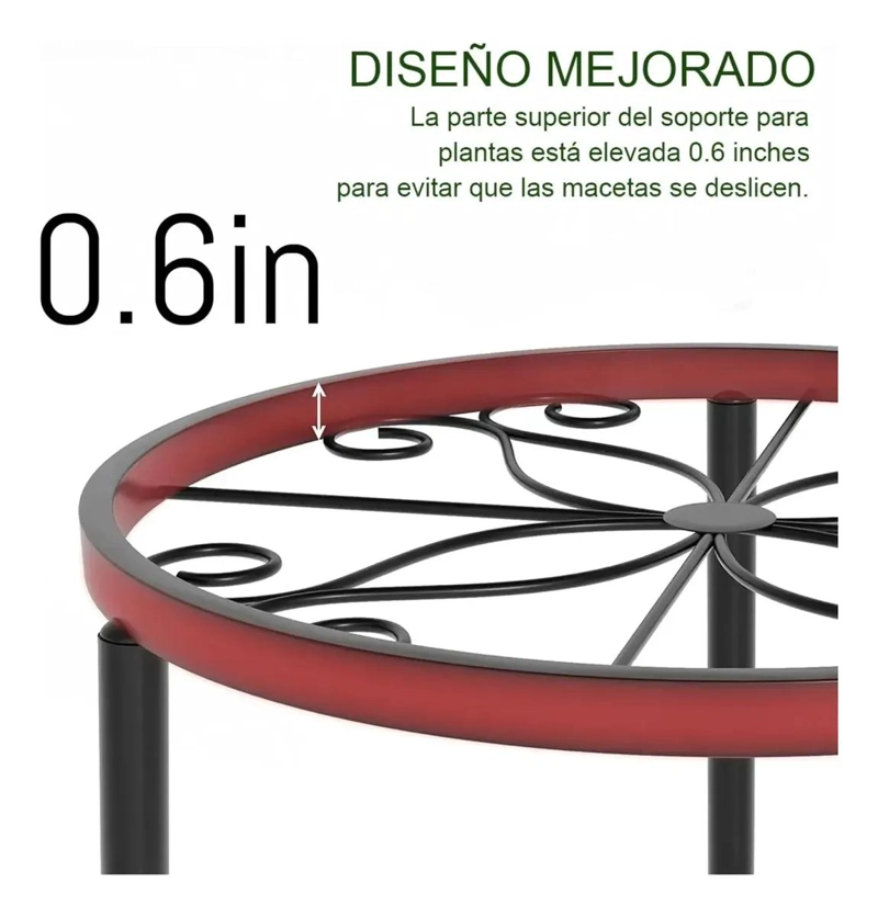 SET DE 5 SOPORTES METALICOS PARA MACETAS CON DISEÑO ESTABLE Y APILABLE - 6