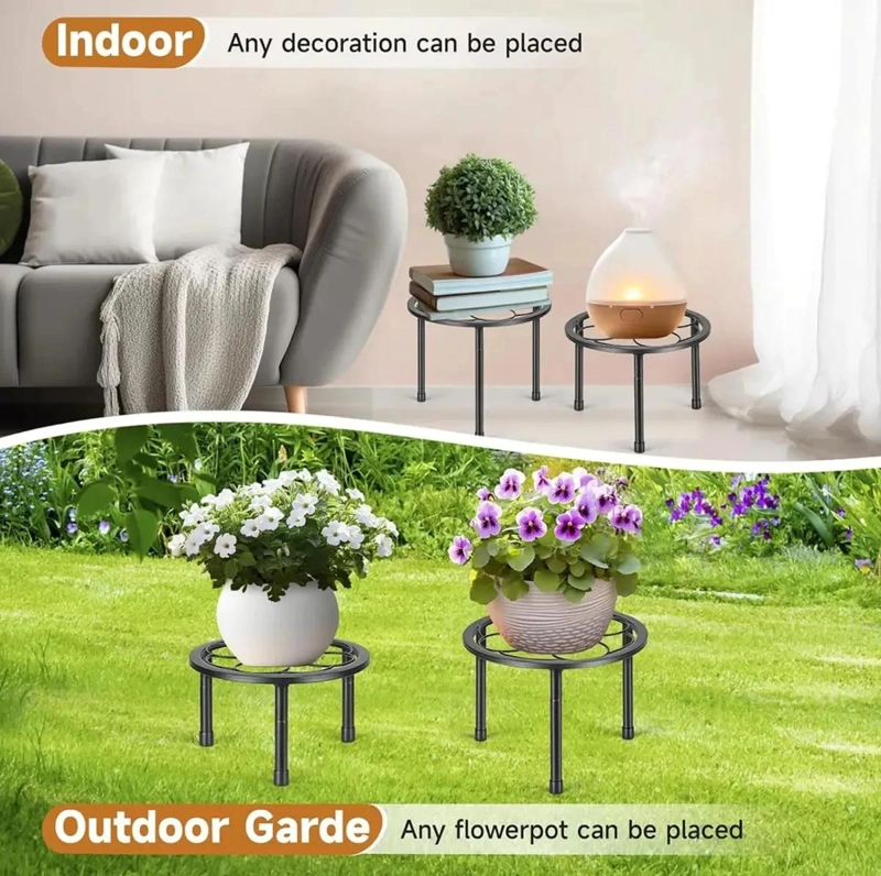 SET DE 5 SOPORTES METALICOS PARA MACETAS CON DISEÑO ESTABLE Y APILABLE - 8