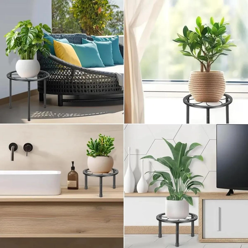 SET DE 5 SOPORTES METALICOS PARA MACETAS CON DISEÑO ESTABLE Y APILABLE - 9