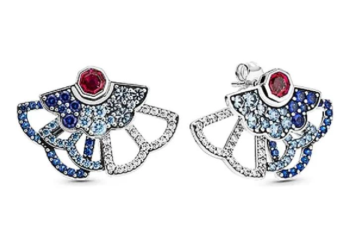 AROS ABANICOS CON CIRCONES DE PLATA FINA 925 - 1