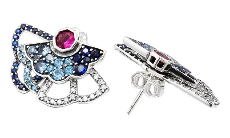 AROS ABANICOS CON CIRCONES DE PLATA FINA 925 - 2