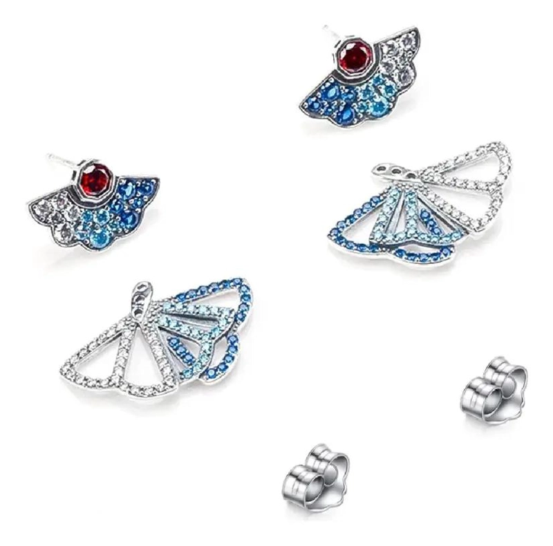 AROS ABANICOS CON CIRCONES DE PLATA FINA 925 - 3