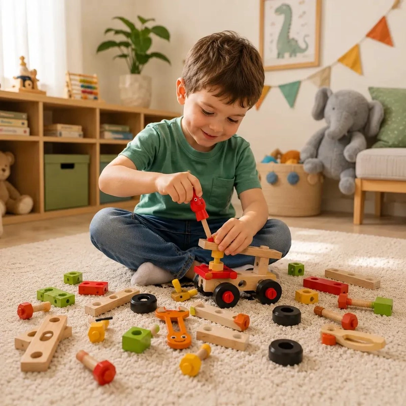 SET DE HERRAMIENTAS DE MADERA MONTESSORI PARA NIÑOS - 1