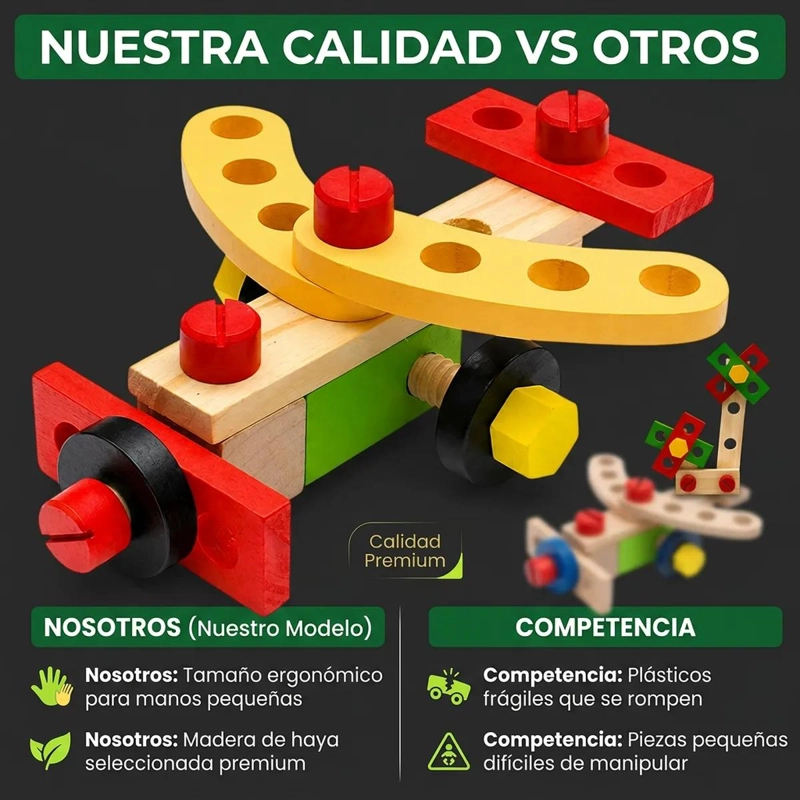 SET DE HERRAMIENTAS DE MADERA MONTESSORI PARA NIÑOS - 2