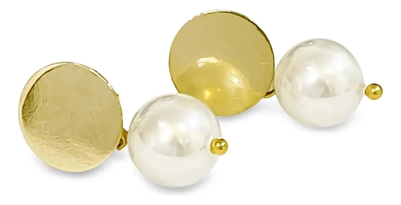AROS DE PERLA SHELLPEARL 8MM CON TOPE REDONDO EN ORO 18K - 3