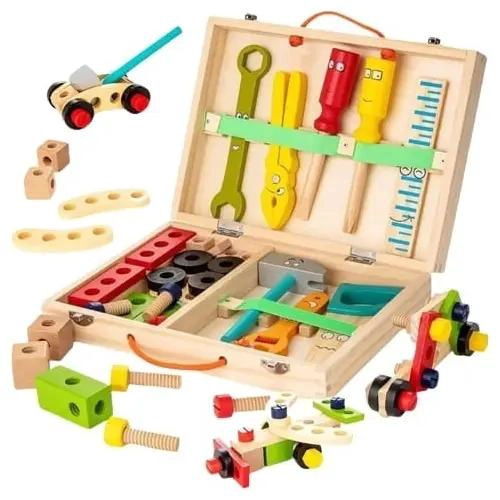 CAJA DE HERRAMIENTAS DE MADERA PARA NIÑOS CON DISEÑO MONTESSORI - 3